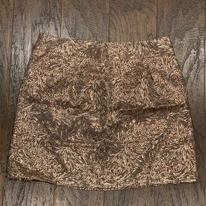 Metallic mini skirt.